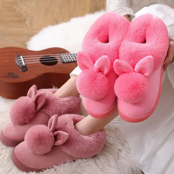 Cushy Footsie™ Snuggle Bunnies: Soft & Fuzzy Slippers with Ears