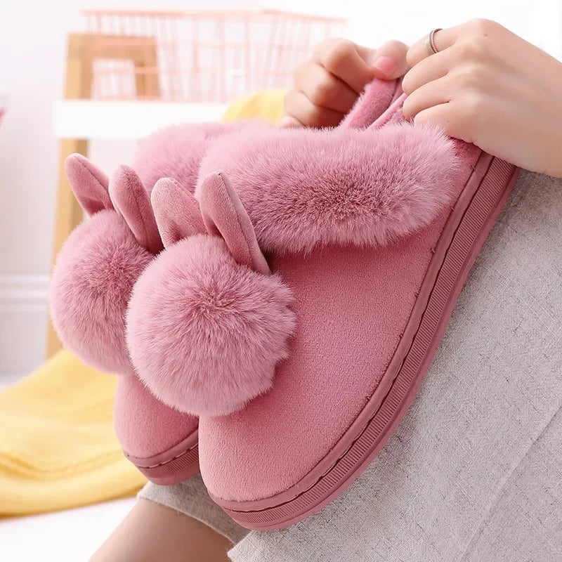 Cushy Footsie™ Snuggle Bunnies: Soft & Fuzzy Slippers with Ears