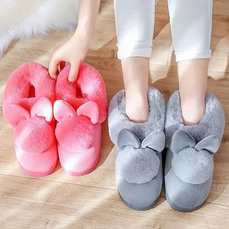 Cushy Footsie™ Snuggle Bunnies: Soft & Fuzzy Slippers with Ears