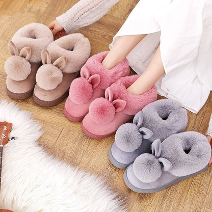 Cushy Footsie™ Snuggle Bunnies: Soft & Fuzzy Slippers with Ears