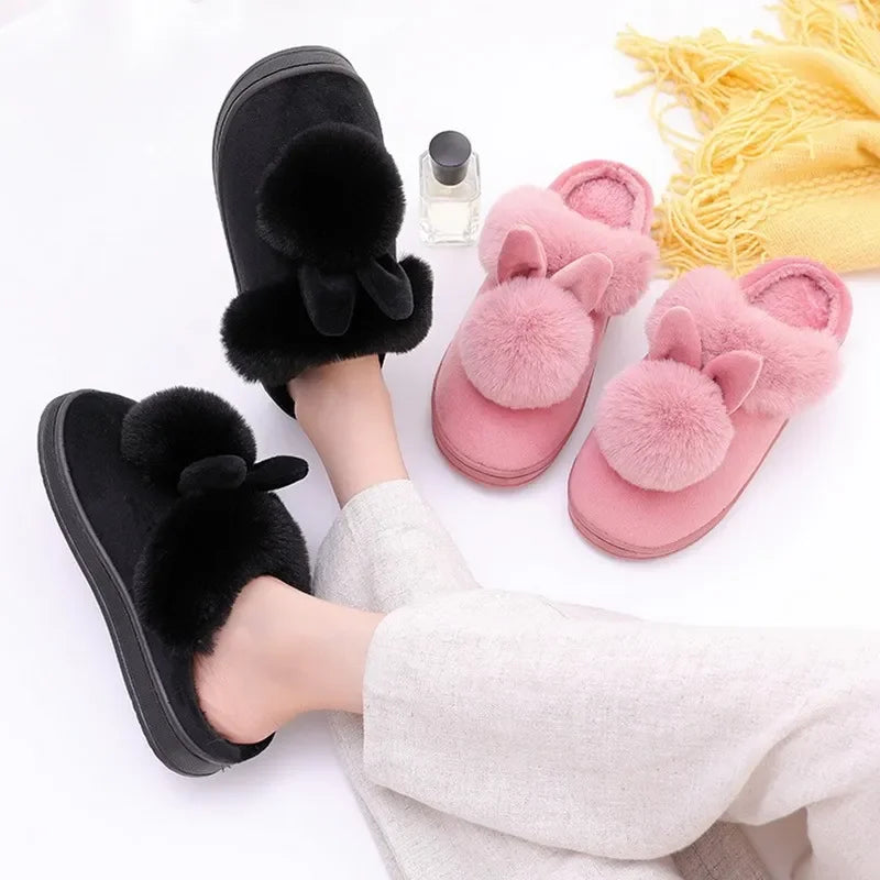 Cushy Footsie™ Snuggle Bunnies: Soft & Fuzzy Slippers with Ears