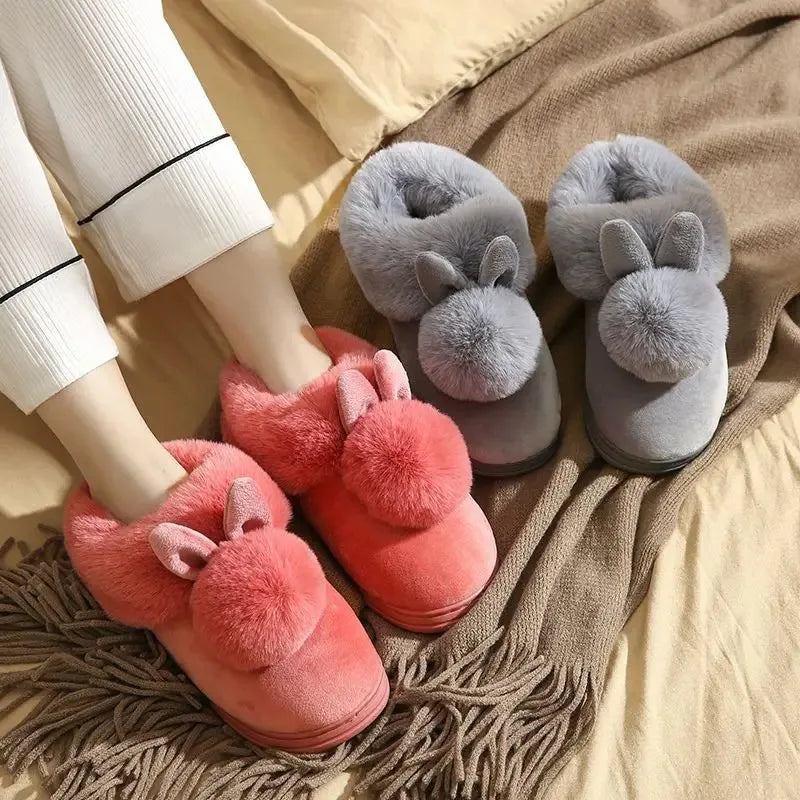 Cushy Footsie™ Snuggle Bunnies: Soft & Fuzzy Slippers with Ears