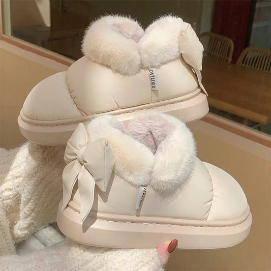 Cushy Footsie™ Winter Sweethearts: Adorable Bow-Tied Slippers