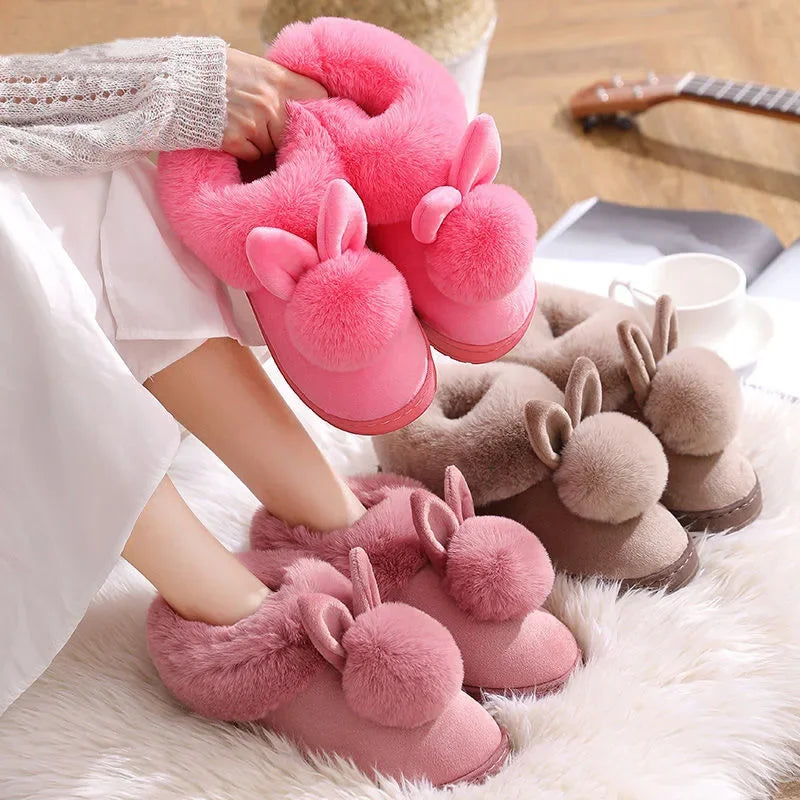 Cushy Footsie™ Snuggle Bunnies: Soft & Fuzzy Slippers with Ears