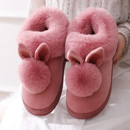 Cushy Footsie™ Snuggle Bunnies: Soft & Fuzzy Slippers with Ears