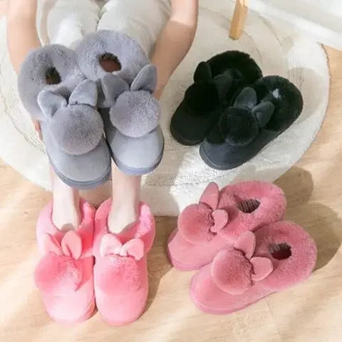 Cushy Footsie™ Snuggle Bunnies: Soft & Fuzzy Slippers with Ears