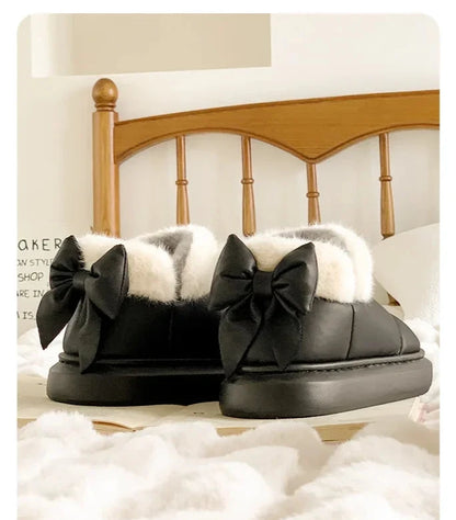 Cushy Footsie™ Winter Sweethearts: Adorable Bow-Tied Slippers